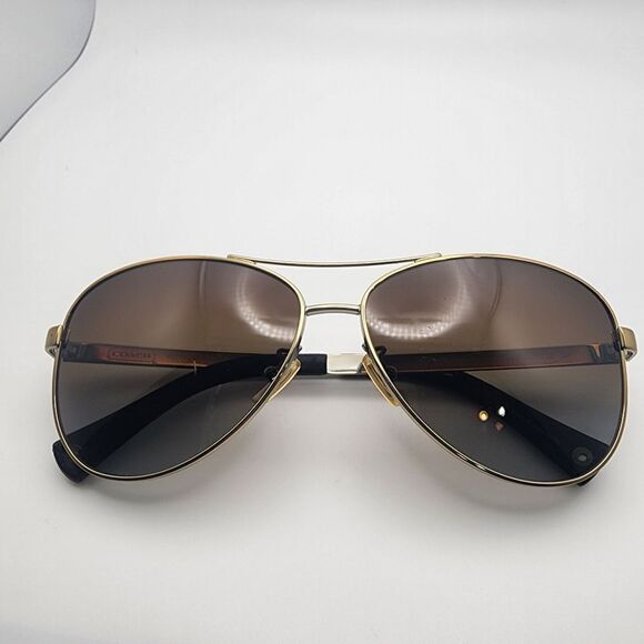 Coach Stefanie Gold & Brown Aviator Polarized Sunglasses main image 10